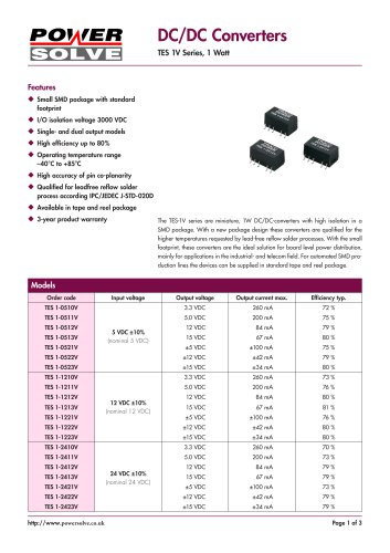 TRACO TES1V Series