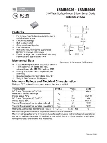 3.0 Watts Surface Mount Silicon Zener Diode