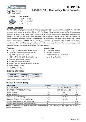 TS1910ACS Power Management Ics-Switching Regulator-DC/DC Converter (Integrated Switch)