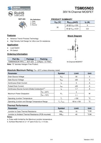 TSM05N03CW Discrete Devices-MOSFET-Single N-Channel