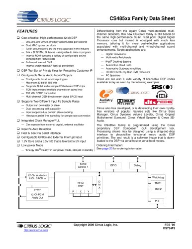 CS48520/40/60 High-Performance, Low Cost 32-Bit Audio Processor