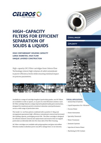 HIGH-CAPACITY FILTERS FOR EFFICIENT SEPARATION OF SOLIDS & LIQUIDS