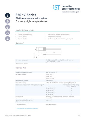 Pt100 class F0.15 with Pt wire 850°C Brochure en