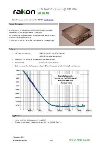 ULN SAW Oscillator OCSO for ground applications SR B248 480 MHz