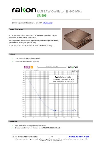 ULN SAW Oscillator OCSO for ground applications  SR E03 640 MHz  