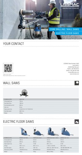 Core drilling, walls saws, electric floor saws catalogue