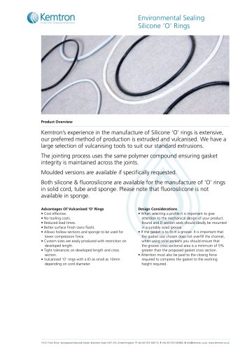 Environmental Sealing Silicone ‘O’ Rings