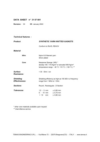 31 07 001 - SYNTHETIC YARN KNITTED GASKETS