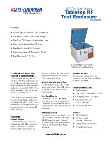 5201 Tabletop RF Test Enclosure