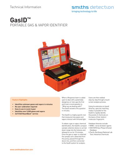 GasID PORTABLE GAS & VAPOR IDENTIFIER 