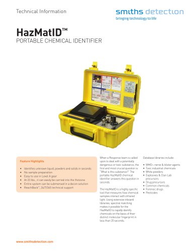 HazMatID PORTABLE CHEMICAL IDENTIFIER