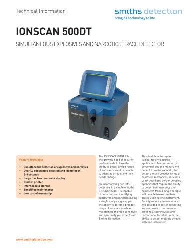 IONSCAN 500DT Simultaneous Explosives and Narcotics Trace Detector