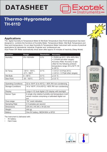 TH-611D  Thermo-hygrometer w. Dewpoint