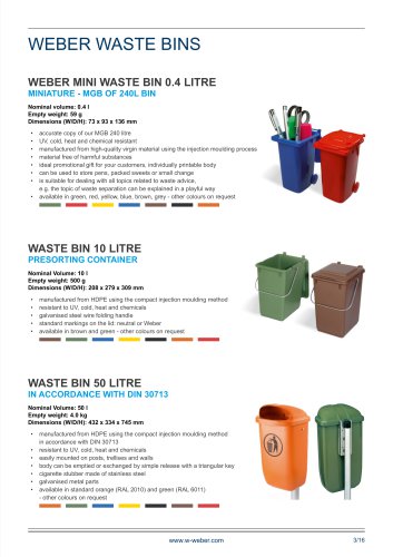 Mini Bins, 10L Presorting Containers & 50L Bins