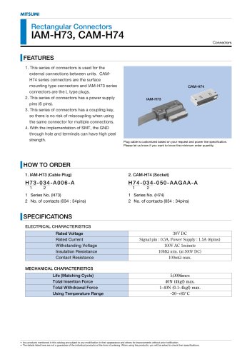 IAM-H73, CAM-H74 Rectangular Connectors