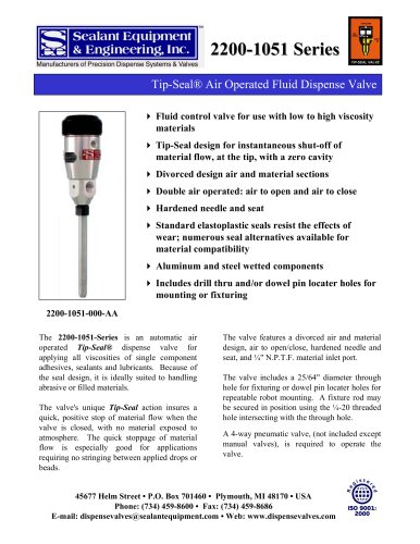 Series Tip-Seal Dispense Valve