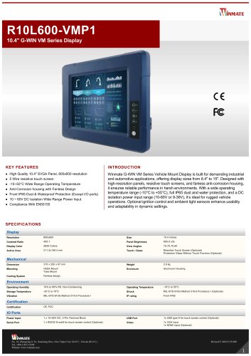 10.4" G-WIN VM Series Display R10L600-VMP1