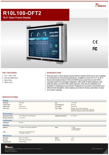 10.4&rdquo; Open Frame Display R10L100-OFT2