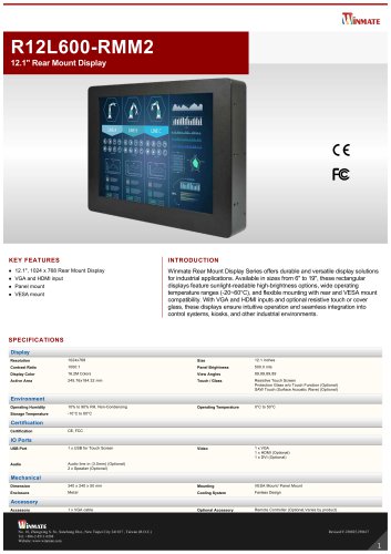 12.1" Rear Mount Display R12L600-RMM2