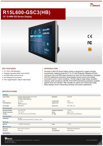15" G-WIN GS Series Display R15L600-GSC3(HB)
