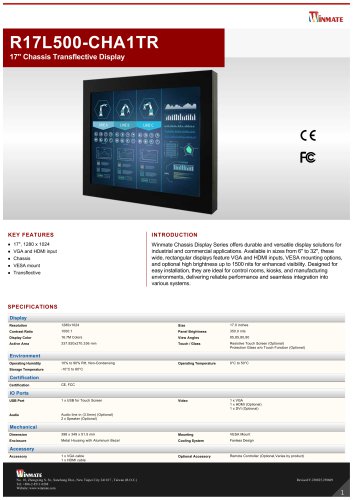 17" Chassis Transflective Display R17L500-CHA1TR