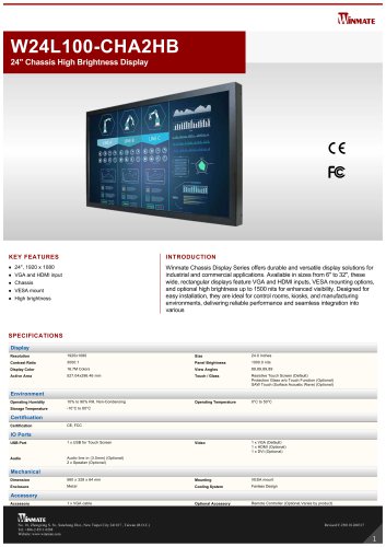 24" Chassis High Brightness Display W24L100-CHA2HB