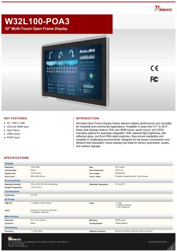 32" Multi-Touch Open Frame Display W32L100-POA3