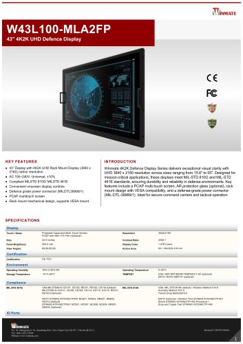 43" 4K2K UHD Defence Display W43L100-MLA2FP