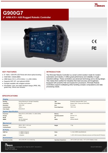 8" ARM A78 + A55 Rugged Robotic Controller G900G7
