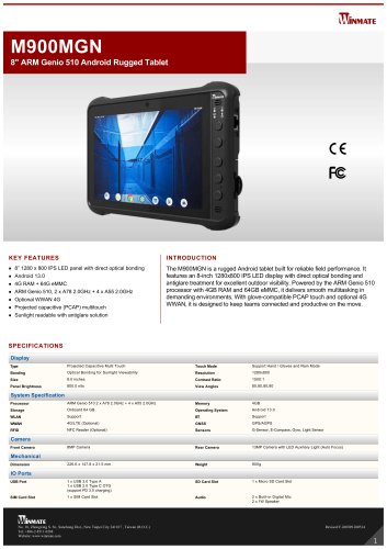 8" ARM Genio 510 Android Rugged Tablet M900MGN