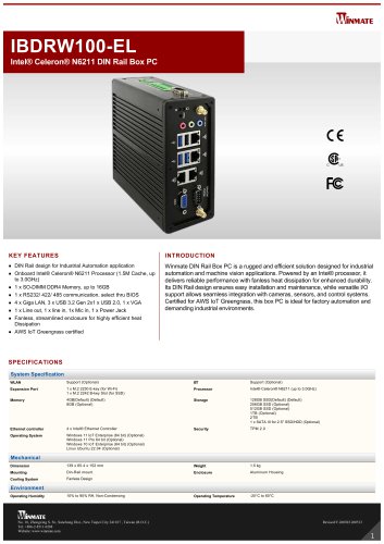 Intel&reg; Celeron&reg; N6211 DIN Rail Box PC IBDRW100-EL