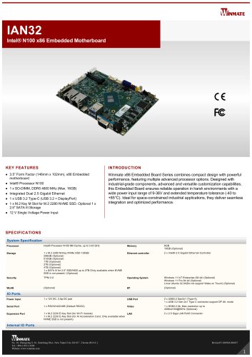 Intel&reg; N100 x86 Embedded Motherboard IAN32