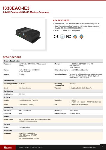 Intel® Pentium® N6415 Marine Computer