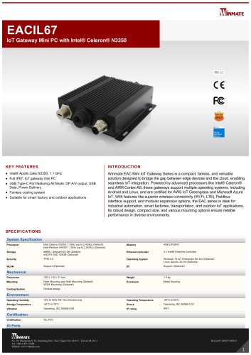IoT Gateway Mini PC with Intel&reg; Celeron&reg; N3350 EACIL67