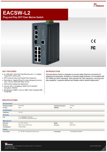Plug and Play SFP Fiber Marine Switch EACSW-L2
