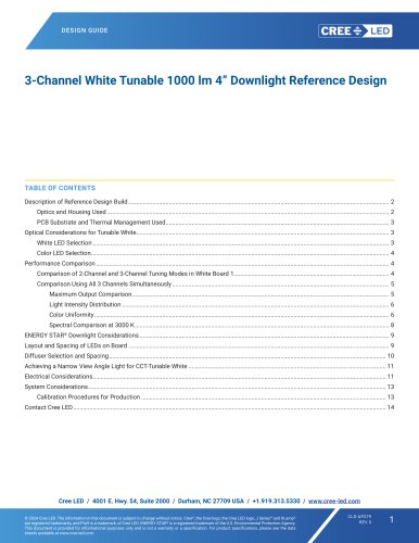 3-Channel White Tunable 1000 lm 4” Downlight Reference Design