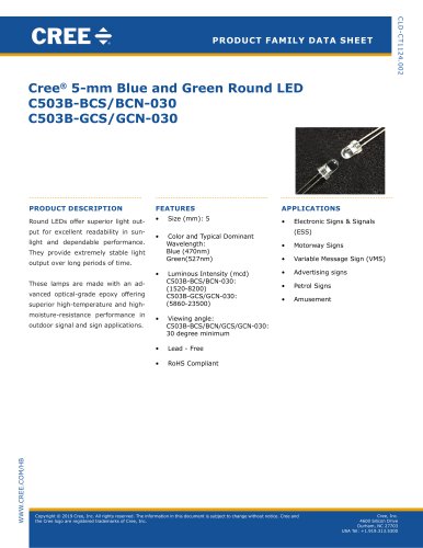 Cree® 5-mm Blue and Green Round LED