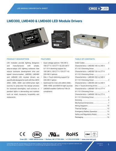 LMD300, LMD400 & LMD600 LED Module Drivers