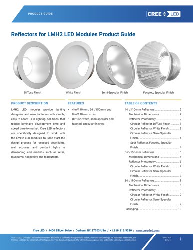 Reflectors for LMH2 LED Modules Product Guide