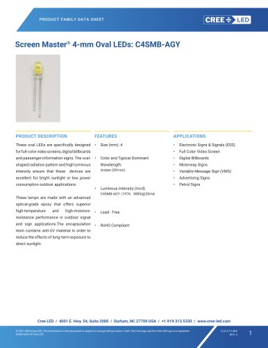 Screen Master® 4-mm Oval LEDs: C4SMB-AGY