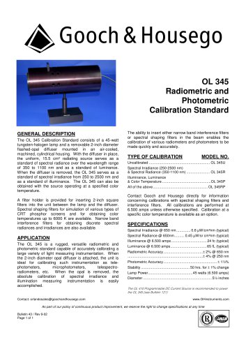 345 Radiometric & Photometric Calibration Standard