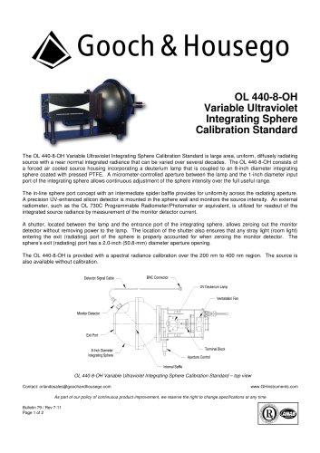 440-8-OH Variable Ultraviolet Integrating Sphere Calibration Standard