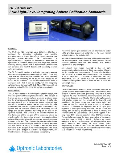 OL 426 Low-Light-Level Integrating Sphere Calibration Standard