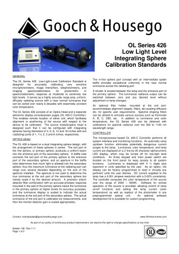 Series 426 Low Light Level Integrating Sphere Calibration Standard