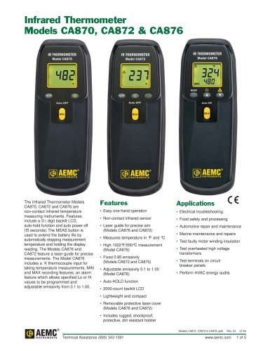 CA876 Infrared Thermometers