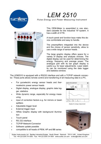 Pulse Energy and Power Measuring Instrument