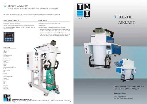 ILERFIL ABG/ABT: OPEN MOUTH BAGGING SYSTEM FOR GRANULAR PRODUCTS