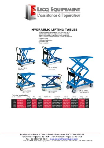 HYDRAULIC LIFTING TABLES