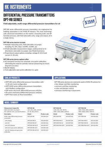 DIFFERENTIAL PRESSURE TRANSMITTERS DPT-R8 Series