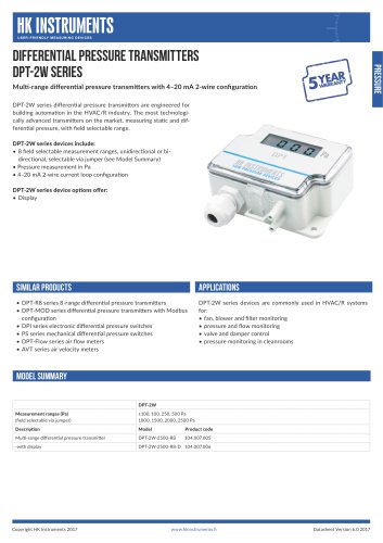 DPT-2W Differential pressure transmitter, 2-wire